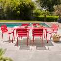 Ensemble table rectangulaire 180 cm et 6 fauteuils en métal