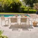 Ensemble table rectangulaire 180 cm et 6 fauteuils en métal