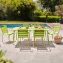 Ensemble table rectangulaire 180 cm et 6 fauteuils en métal