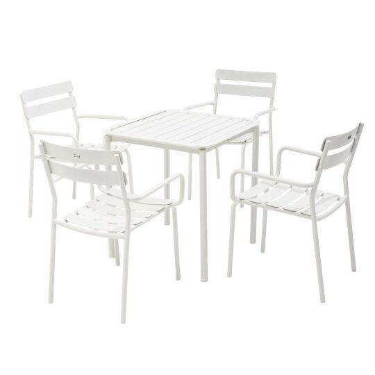 Table de terrasse carrée en aluminium 70x70 cm et 4 chaises avec accoudoirs | Mobeventpro