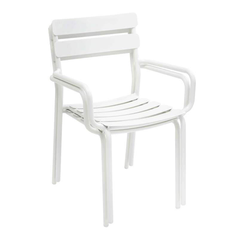 Table de terrasse carrée 70 x 70 cm et 4 chaises avec accoudoirs en aluminium (5/7)