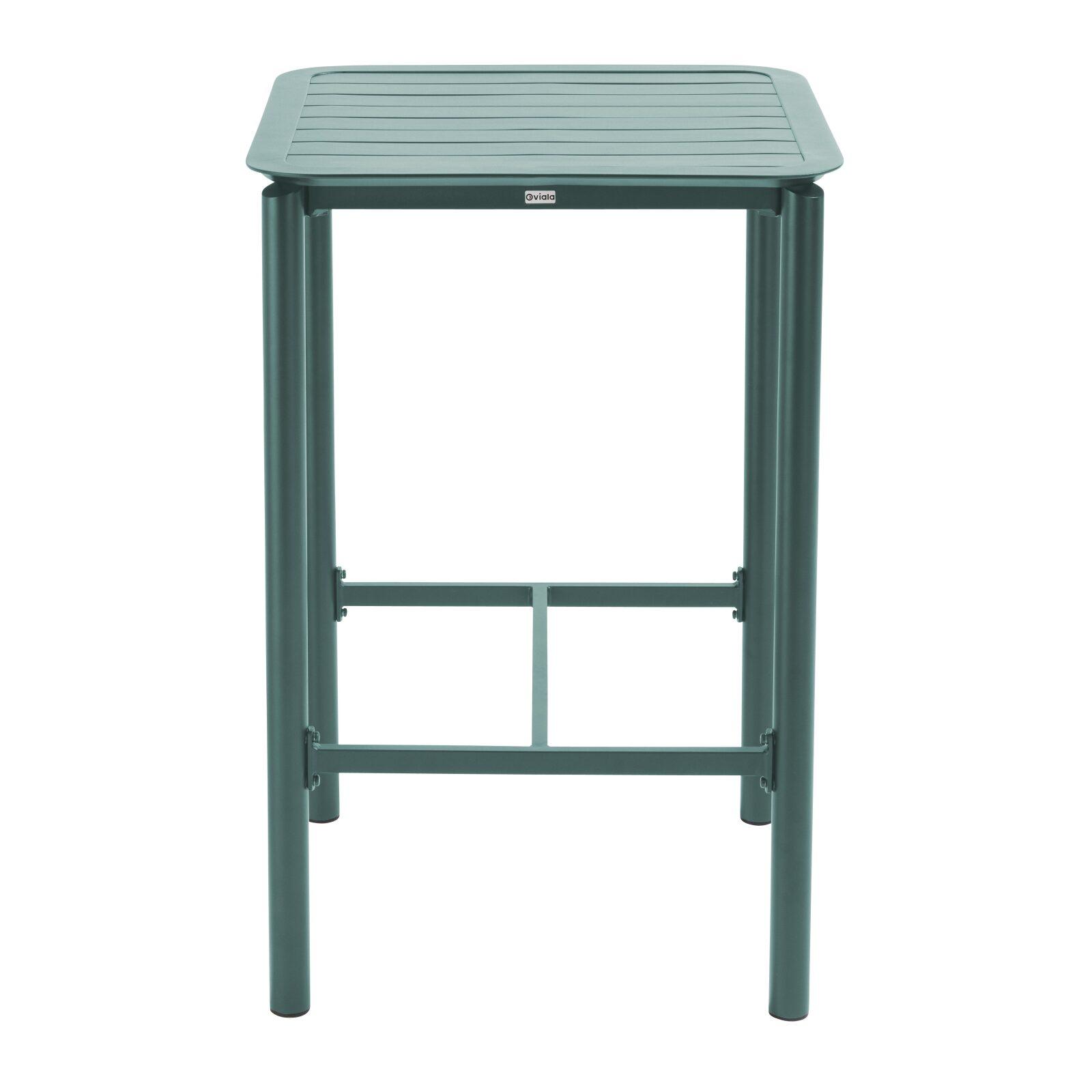 Table haute de terrasse carrée et 2 chaises en aluminium