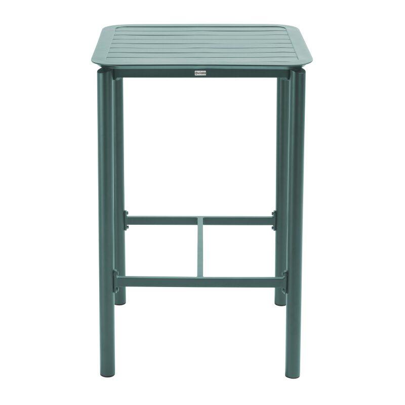 Table haute de terrasse carrée et 2 chaises en aluminium (3/7)