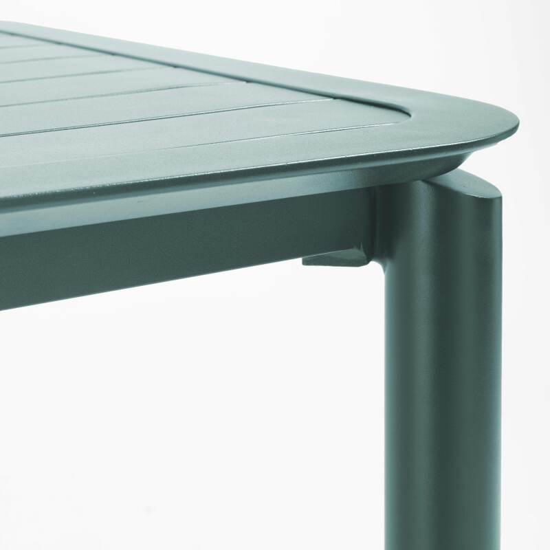 Table haute de terrasse carrée et 2 chaises en aluminium (4/7)