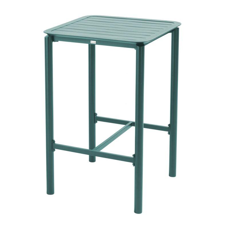 Table haute de terrasse carrée et 2 chaises en aluminium (2/7)