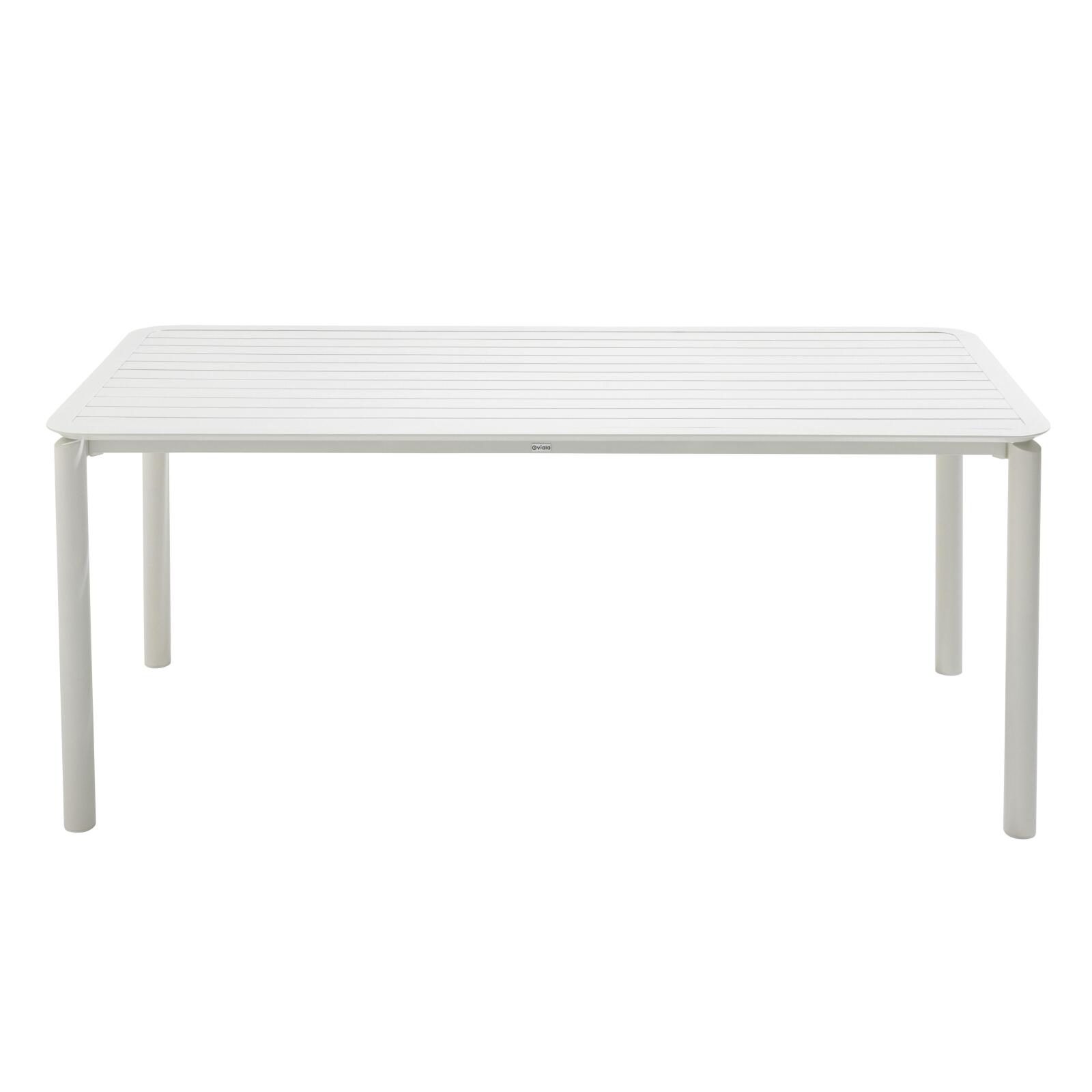 Table de terrasse rectangulaire 185 x 92 cm et 8 chaises en aluminium avec accoudoirs