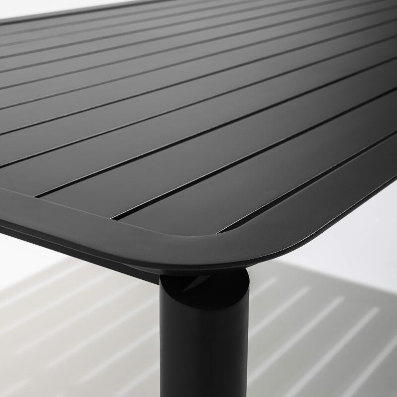 Table de terrasse rectangulaire 185 x 92 cm et 8 chaises en aluminium avec accoudoirs