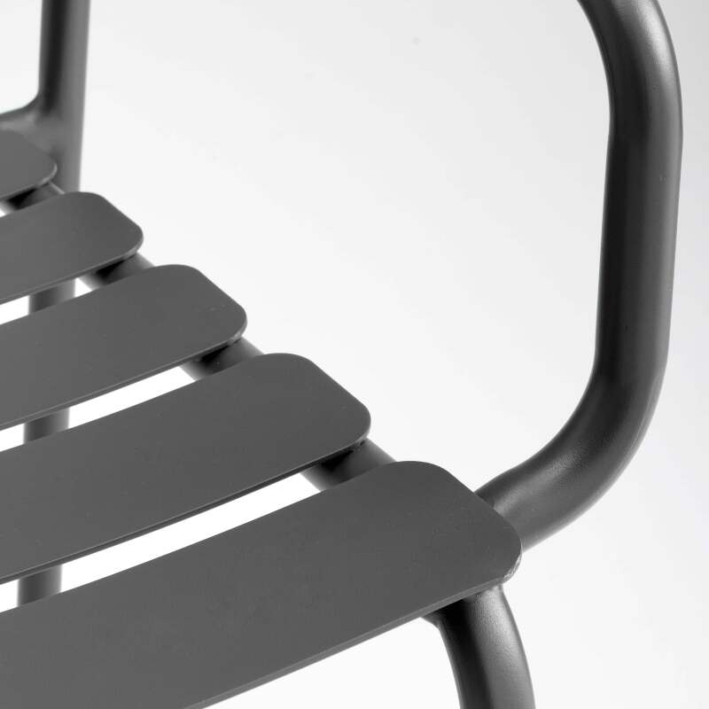 Table de terrasse rectangulaire 185 x 92 cm et 8 chaises en aluminium avec accoudoirs