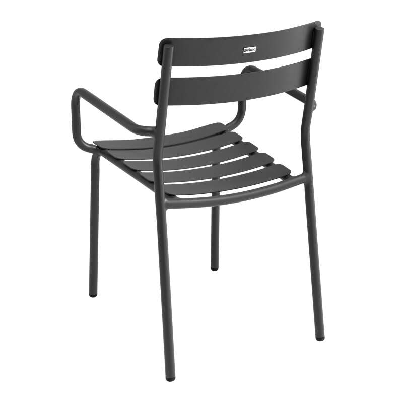 Table de terrasse rectangulaire 185 x 92 cm et 8 chaises en aluminium avec accoudoirs