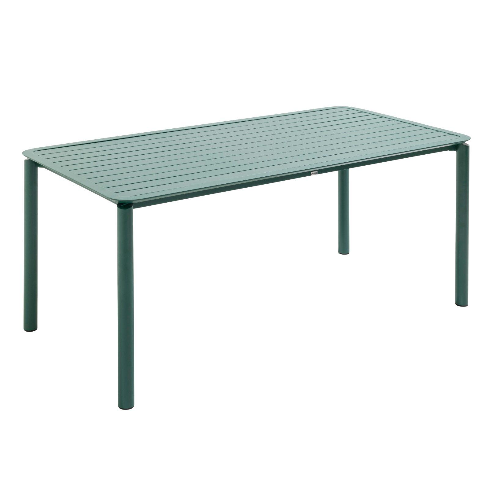 Table de terrasse rectangulaire 185 x 92 cm et 8 chaises en aluminium avec accoudoirs