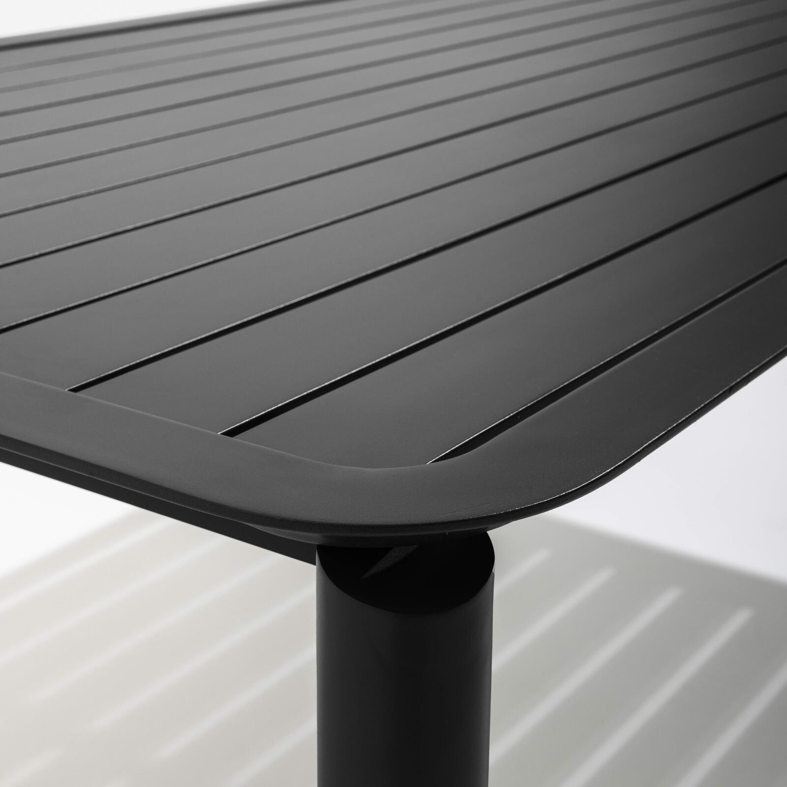 Table de terrasse rectangulaire 185 x 92 cm et 8 chaises en aluminium