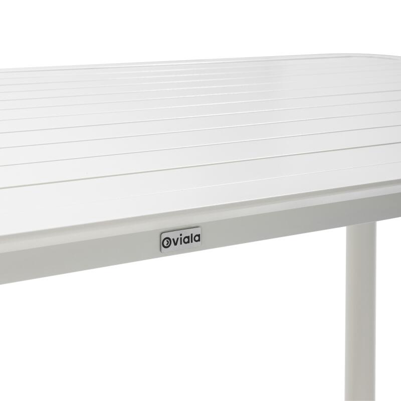 Table de terrasse rectangulaire 185 x 92 cm et 8 chaises en aluminium