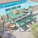Table de terrasse rectangulaire 185 x 92 cm et 8 chaises en aluminium