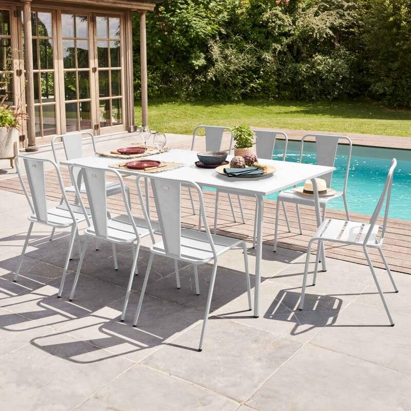 Table rectangulaire en métal (180 cm) -  8 places