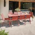 Ensemble table rectangulaire 180 cm et 8 chaises en métal