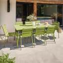 Ensemble table rectangulaire 180 cm et 8 chaises en métal