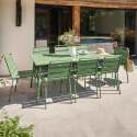 Ensemble table rectangulaire 180 cm et 8 chaises en métal