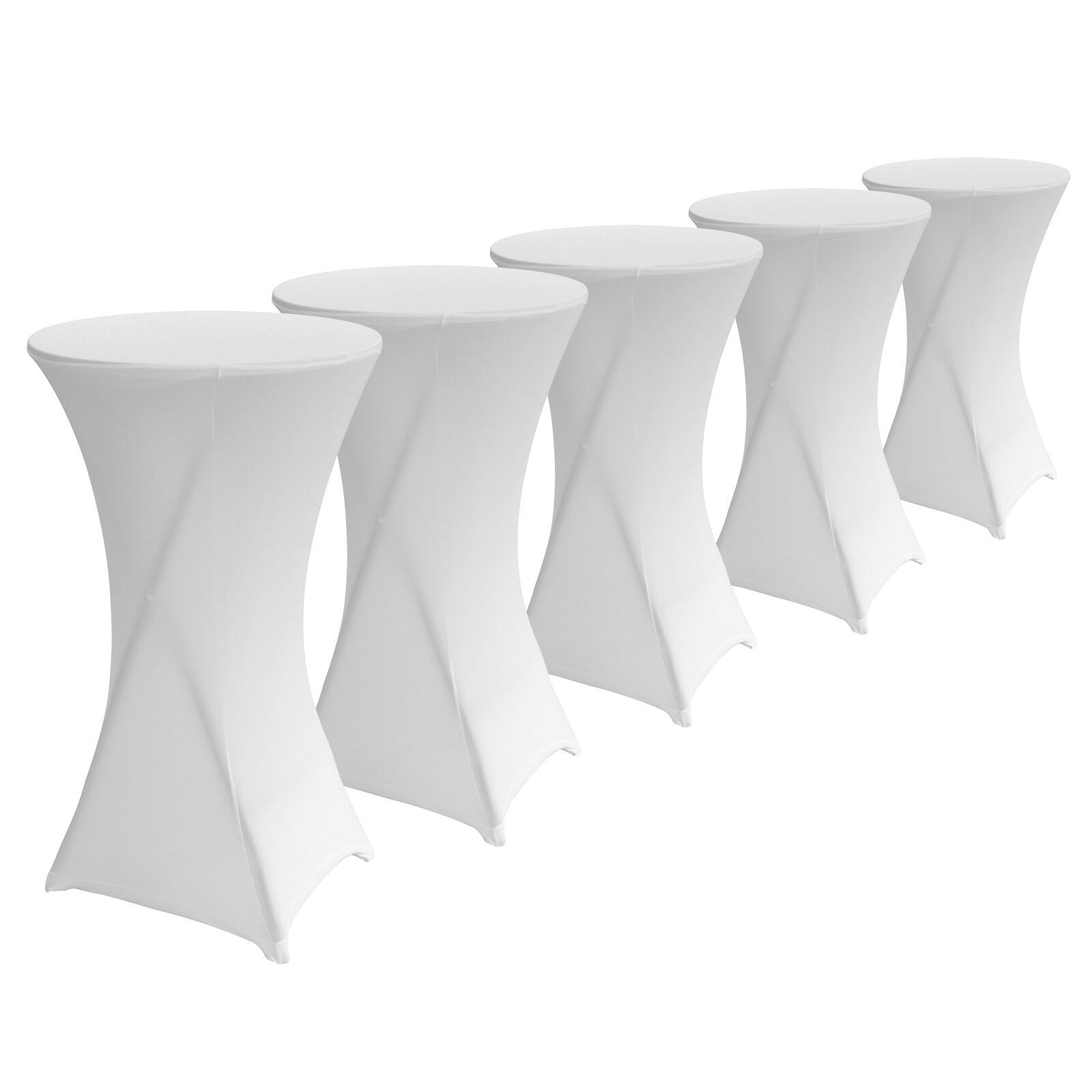 Lot de 5 housses blanches pour mange debout 110 x 60 cm Lot de 5 housses blanches pour mange debout 110 x 60 cm