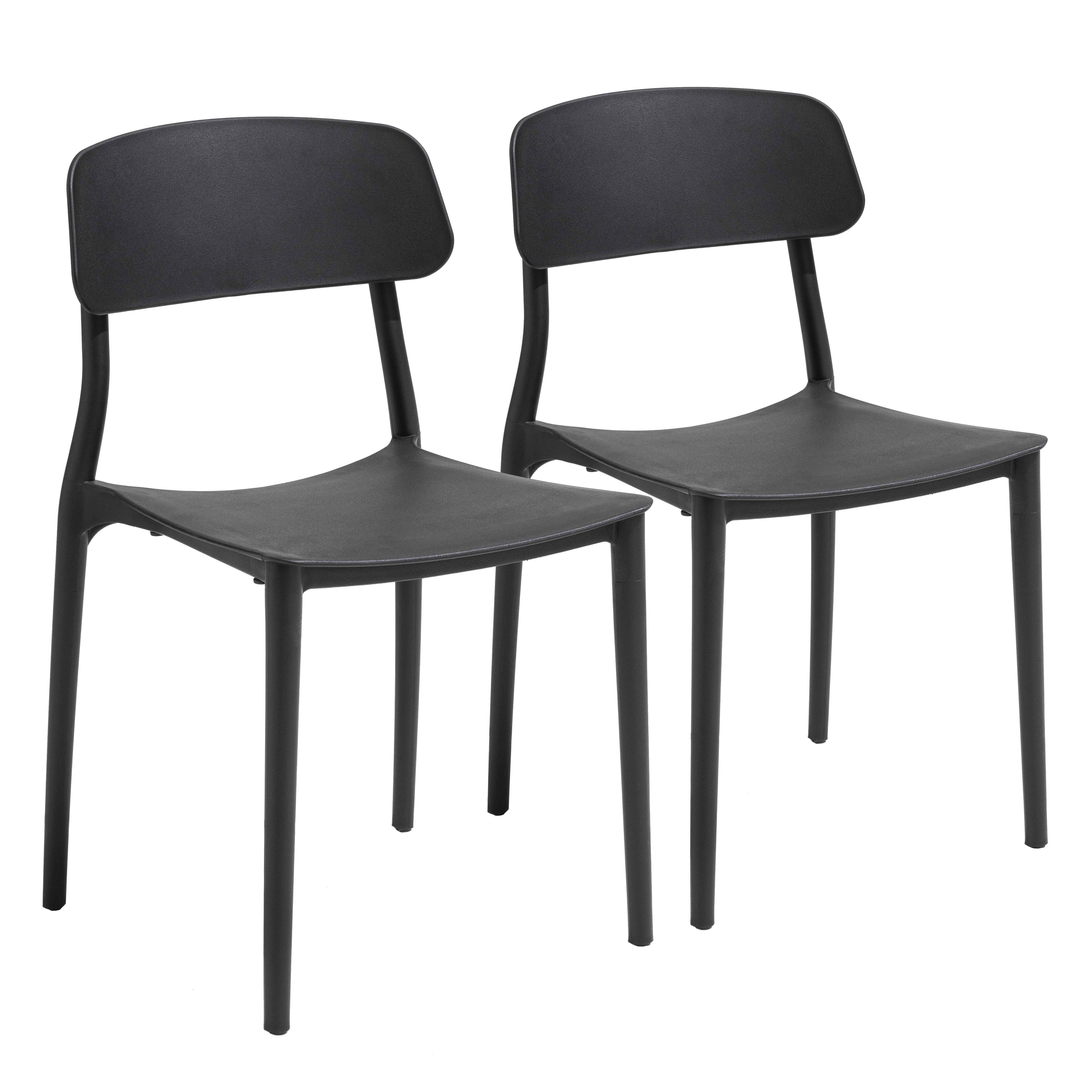 Chaises de terrasse de restaurant en plastique - Lot de 2
