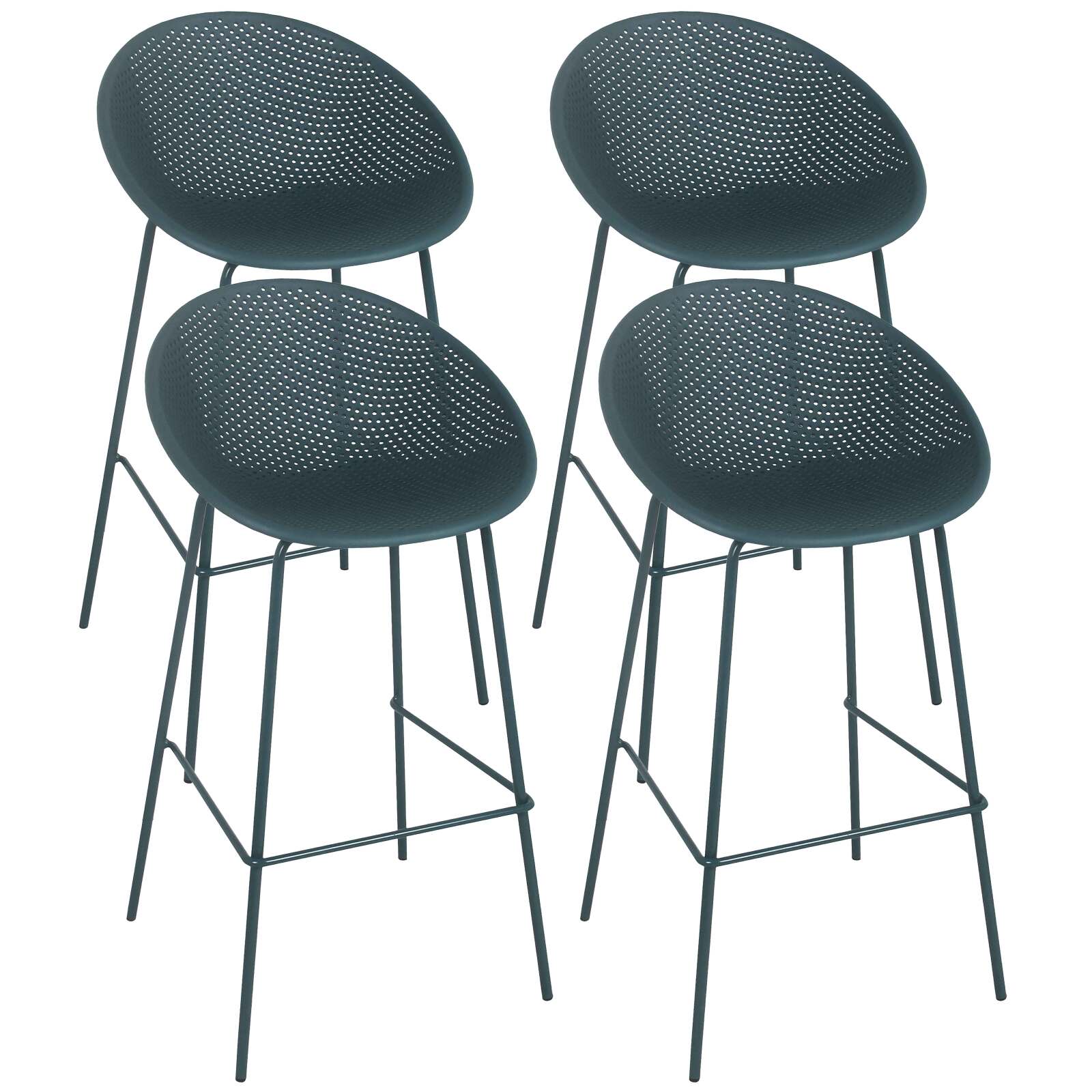 Lot de 4 chaises hautes de restaurant en plastique et acier