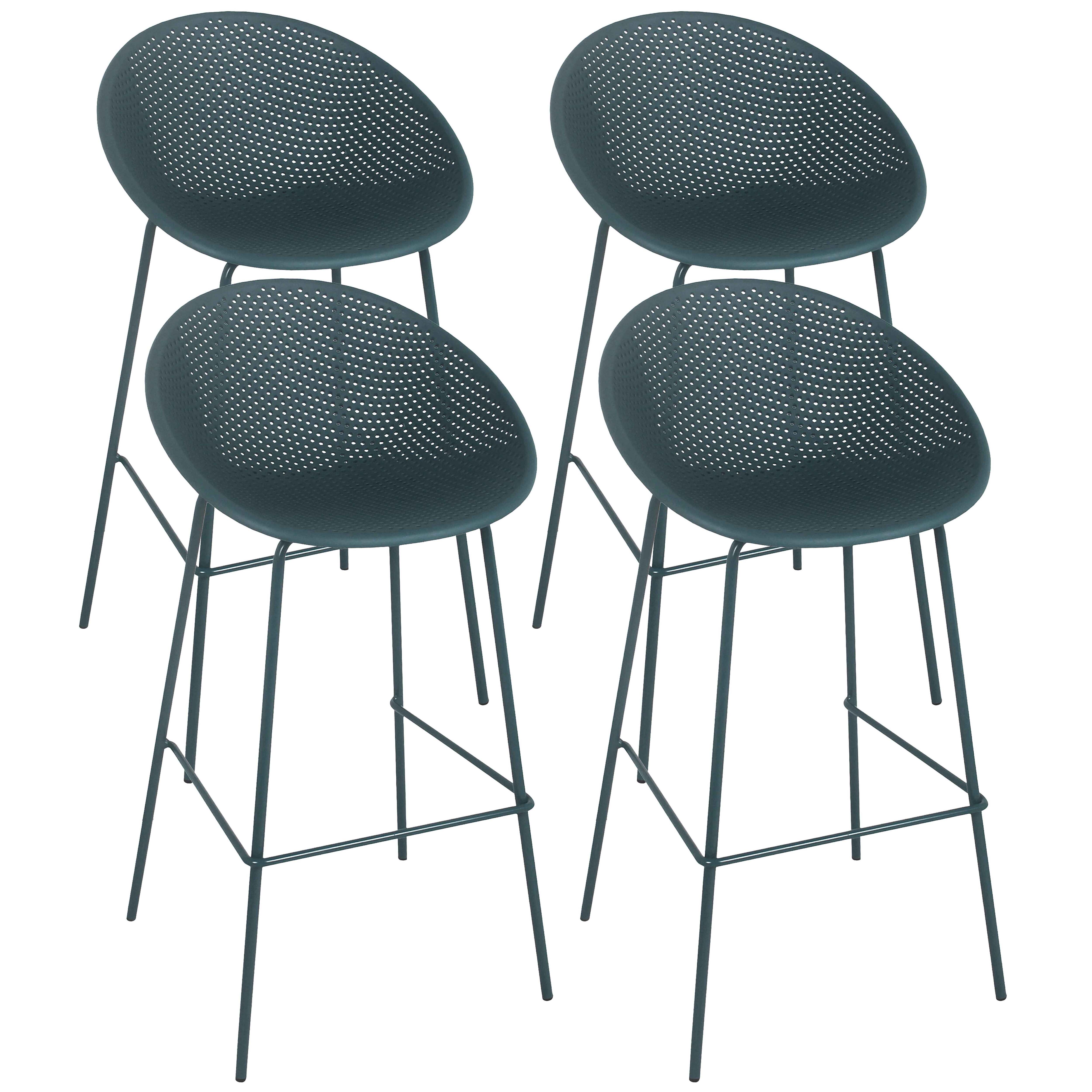 Chaises hautes de restaurant en plastique et acier - Lot de 4