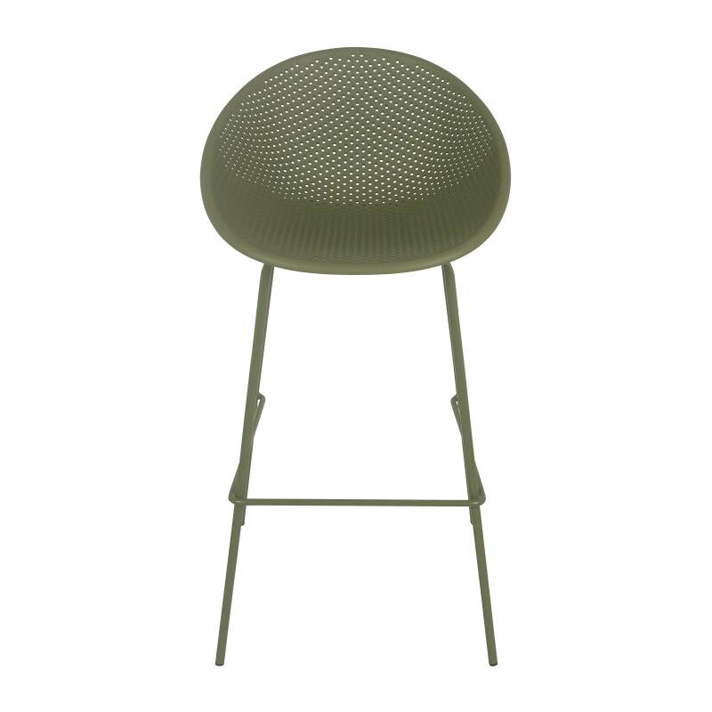 Lot de 4 chaises hautes de restaurant en plastique et acier (2/6)