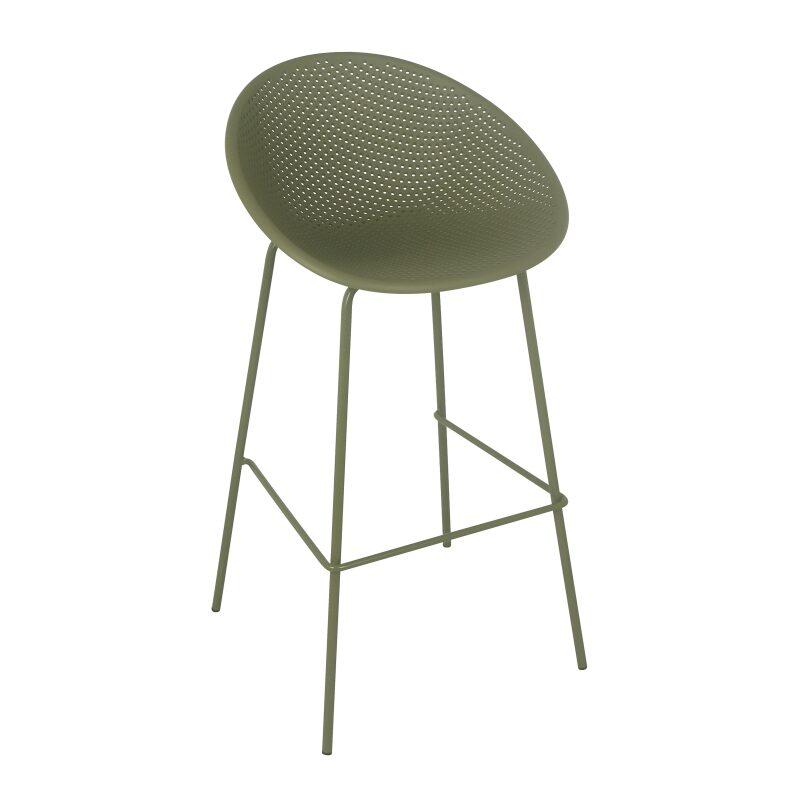 Lot de 4 chaises hautes de restaurant en plastique et acier