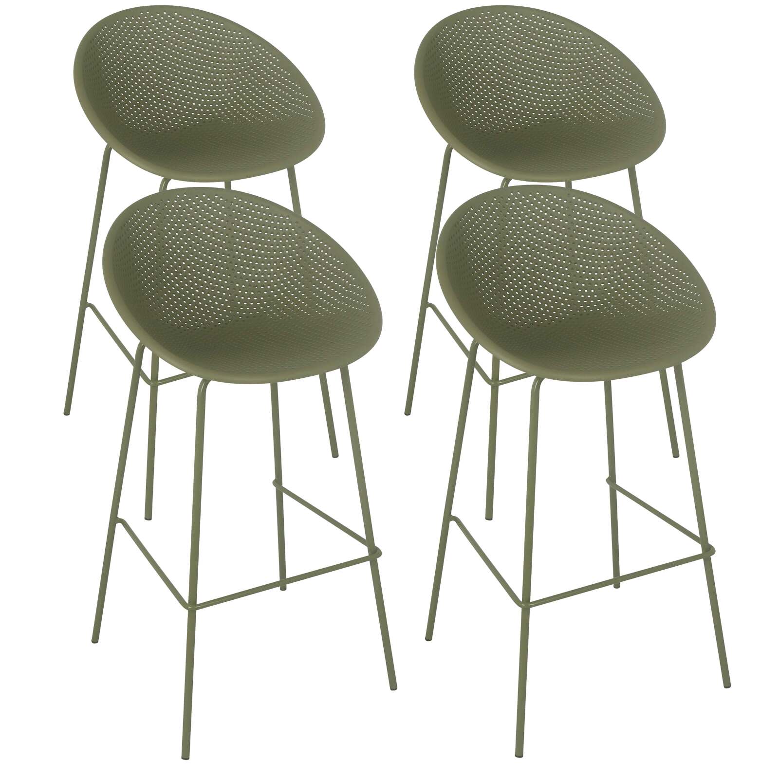 Lot de 4 chaises hautes de restaurant en plastique et acier