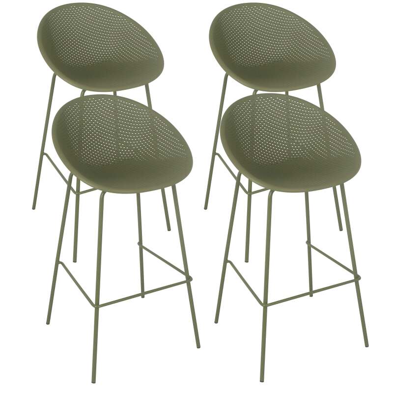 Lot de 4 chaises hautes de restaurant en plastique et acier