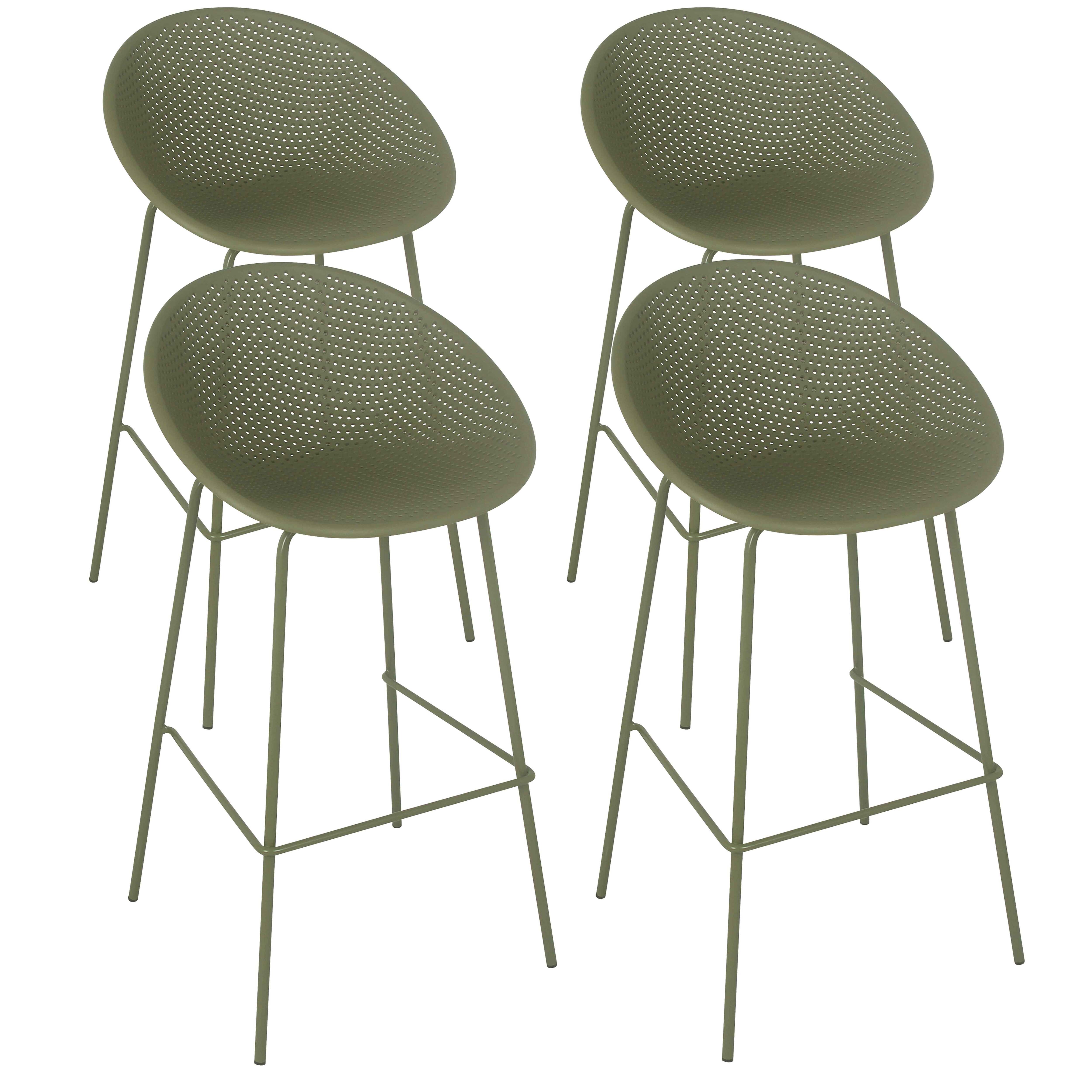 Chaises hautes de restaurant en plastique et acier - Lot de 4