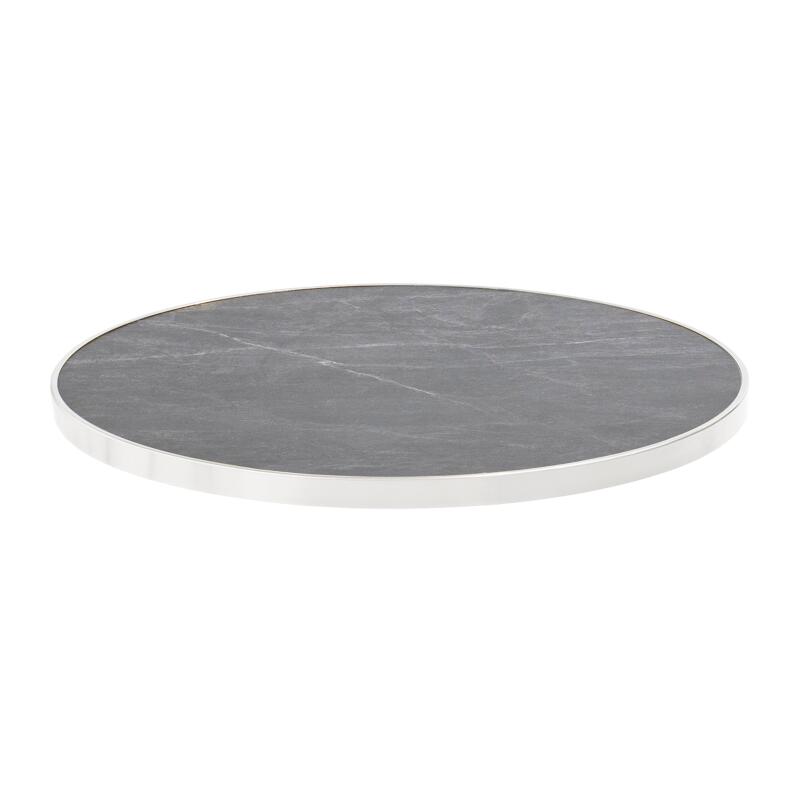 Plateau de table rond en mélaminé et cerclage en aluminium ⌀60 cm