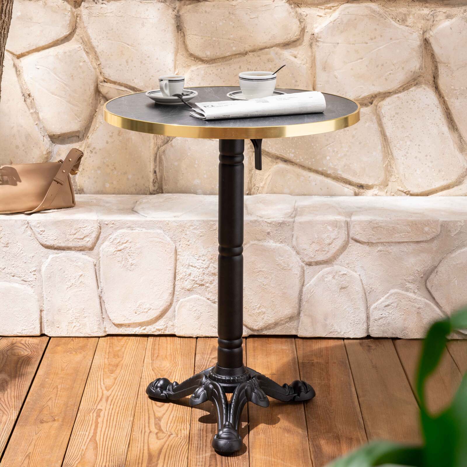 Plateau de table rond en mélaminé et cerclage en aluminium ⌀60 cm