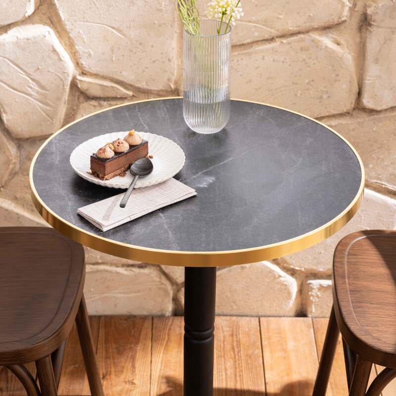 Plateau de table rond en mélaminé et cerclage en aluminium ⌀60 cm (3/7)