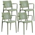 Lot de 4 chaises de restaurant avec accoudoirs en plastique