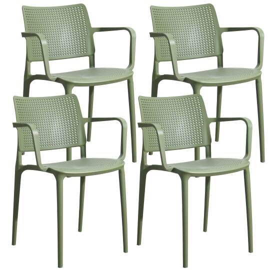 Lot de 4 chaises de restaurant avec accoudoirs en plastique