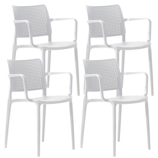 Chaises de terrasse de restaurant en plastique avec accoudoirs - Lot de 4 | Mobeventpro
