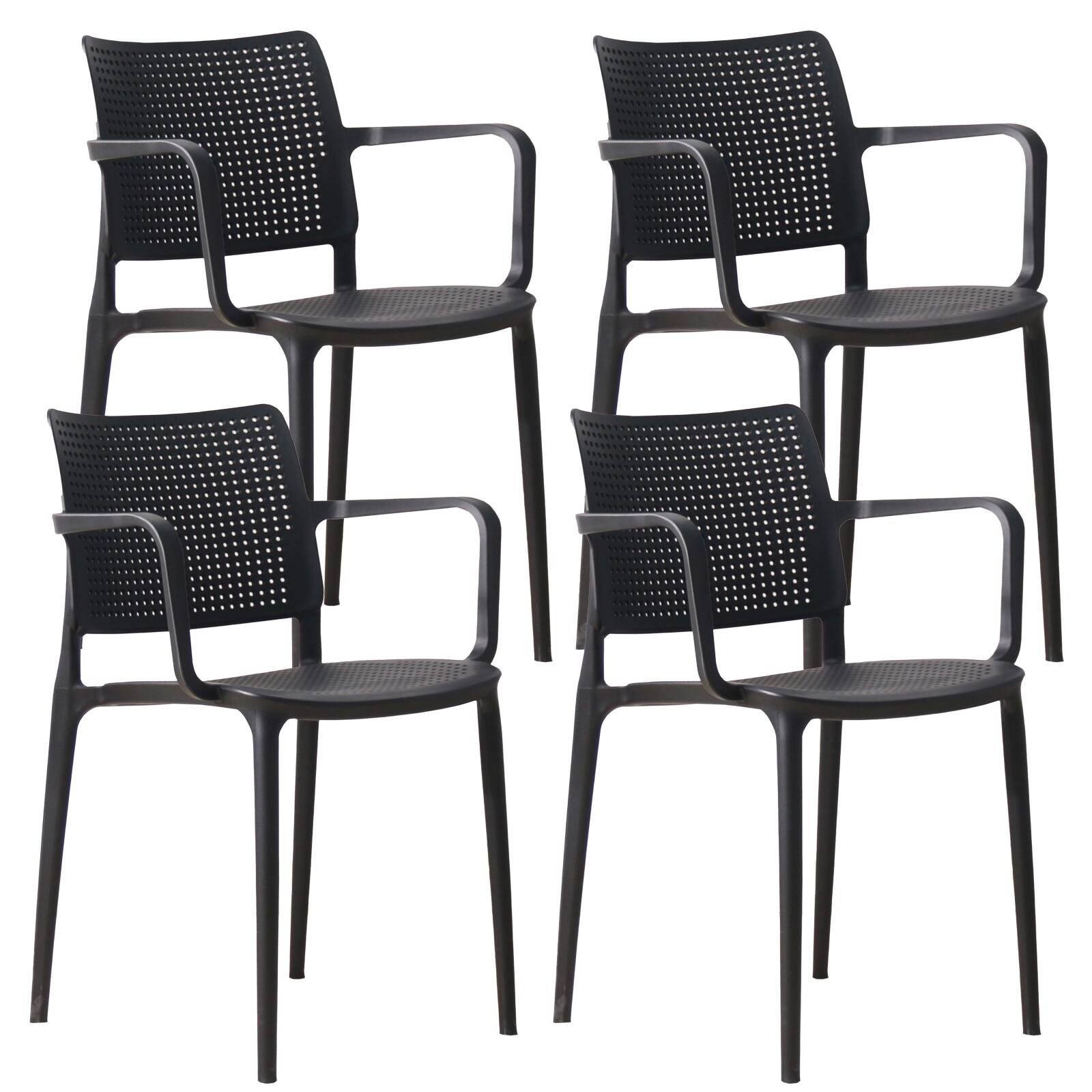 Lot de 4 chaises de restaurant avec accoudoirs en plastique