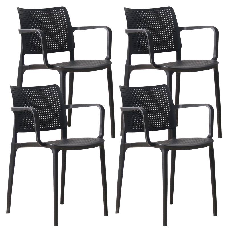 Lot de 4 chaises de restaurant avec accoudoirs en plastique