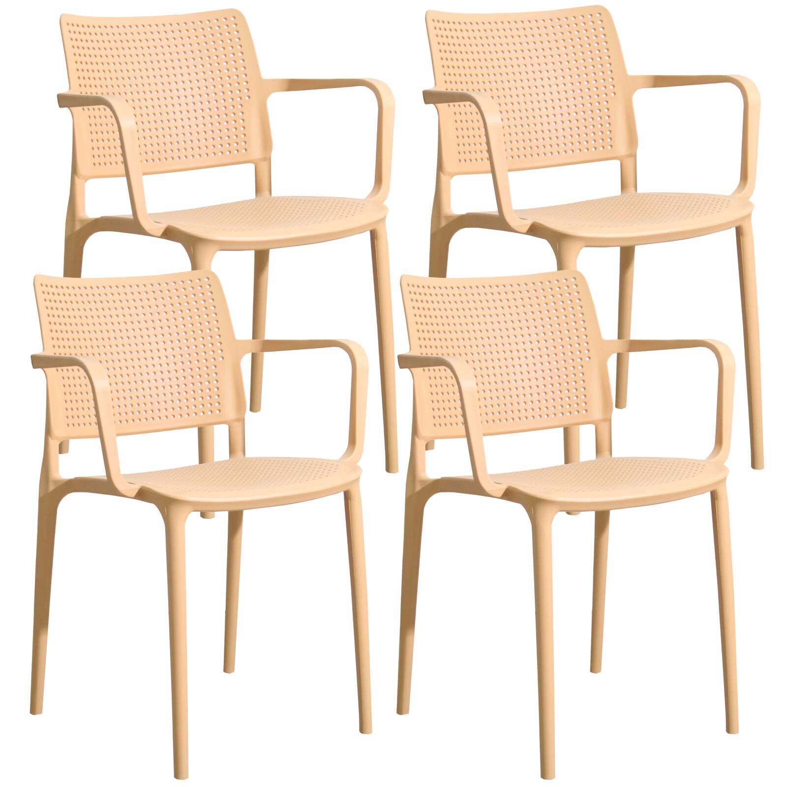 Lot de 4 chaises de restaurant avec accoudoirs en plastique