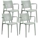 Lot de 4 chaises de restaurant avec accoudoirs en plastique