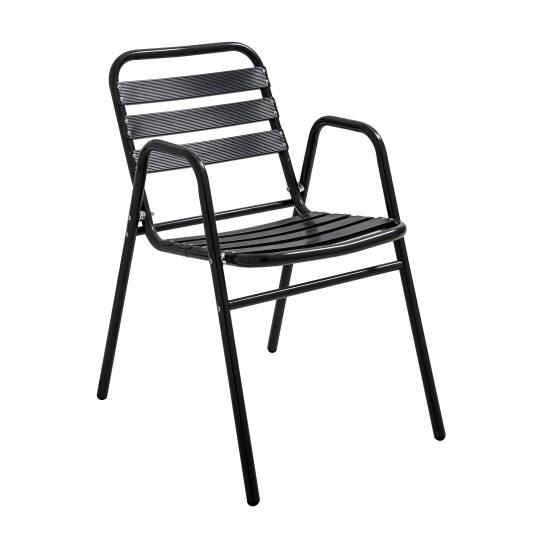 Chaise de terrasse en aluminium avec accoudoirs