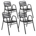 Chaise de terrasse en aluminium avec accoudoirs - Lot de 4