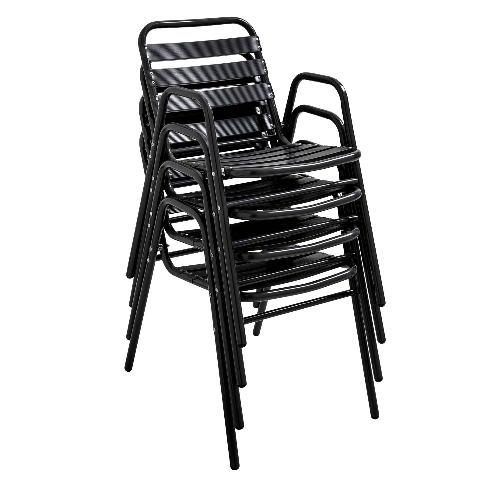 Chaise de terrasse en aluminium avec accoudoirs - Lot de 4