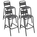 Chaises hautes de terrasse en aluminium gris foncé - Lot de 4