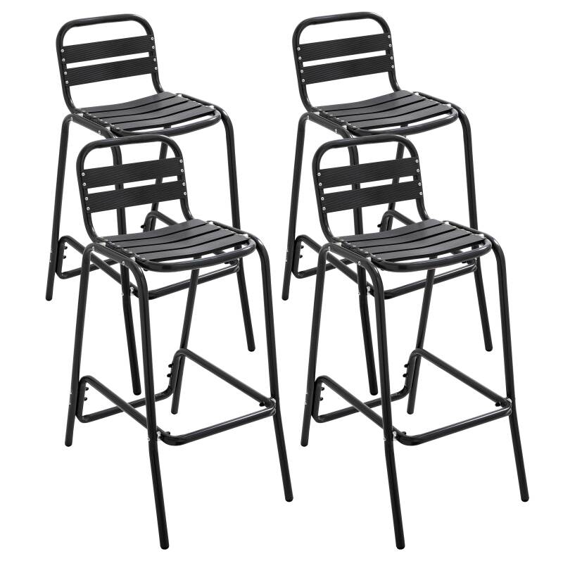 Chaises hautes de terrasse en aluminium gris foncé - Lot de 4