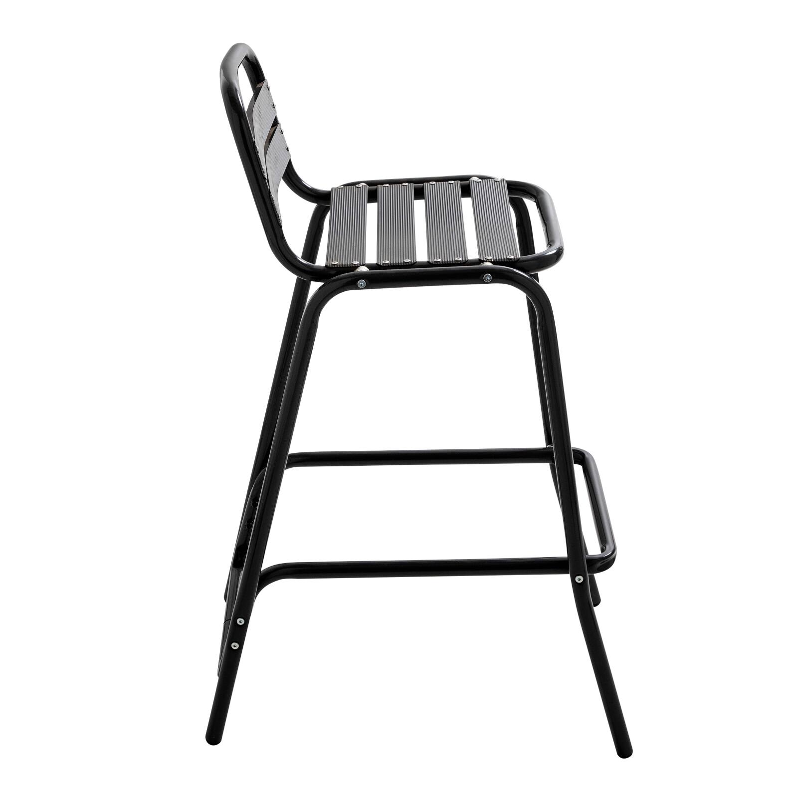 Chaises hautes de terrasse en aluminium gris foncé - Lot de 4