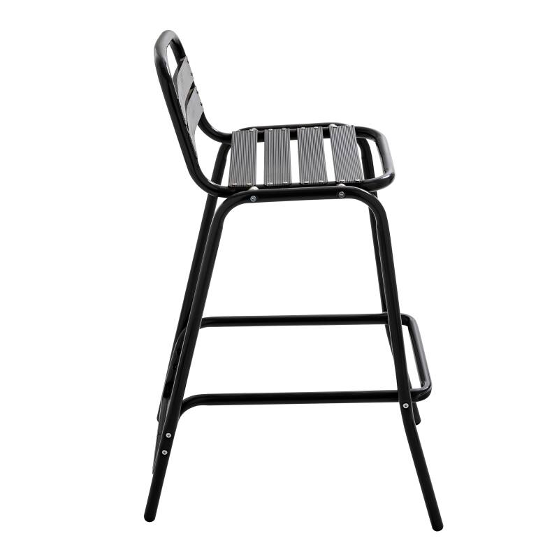 Chaises hautes de terrasse en aluminium gris foncé - Lot de 4