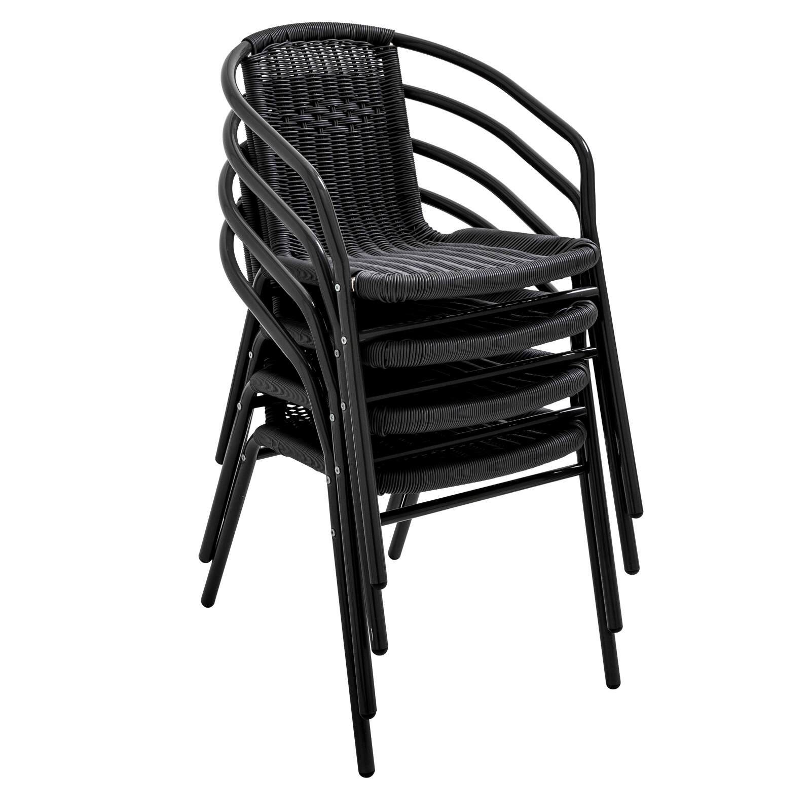 Chaises de terrasse en aluminium et résine avec accoudoirs - Lot de 4