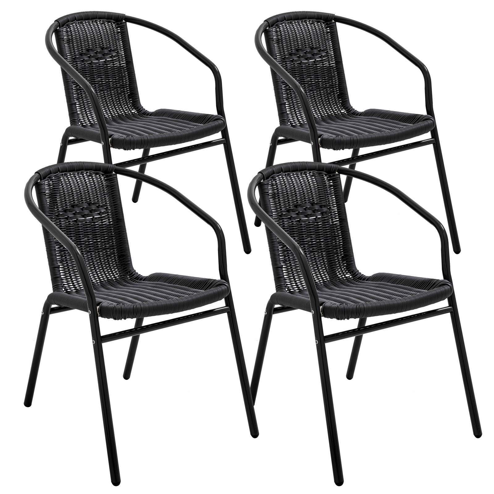 Chaises de terrasse en aluminium et résine avec accoudoirs - Lot de 4