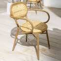 Chaise de terrasse en aluminium et rotin synthétique avec accoudoirs